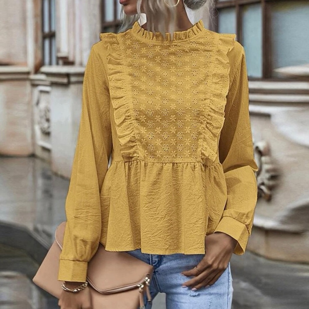 Floral Embroidered Ruffle baby doll top,